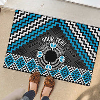 Personalised Aotearoa Niho Taniwha Motif Rubber Doormat Blue Style LT9 - Polynesian Pride