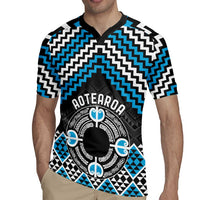 Personalised Aotearoa Niho Taniwha Motif Rugby Jersey Blue Style LT9 - Polynesian Pride