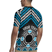 Personalised Aotearoa Niho Taniwha Motif Rugby Jersey Blue Style LT9 - Polynesian Pride