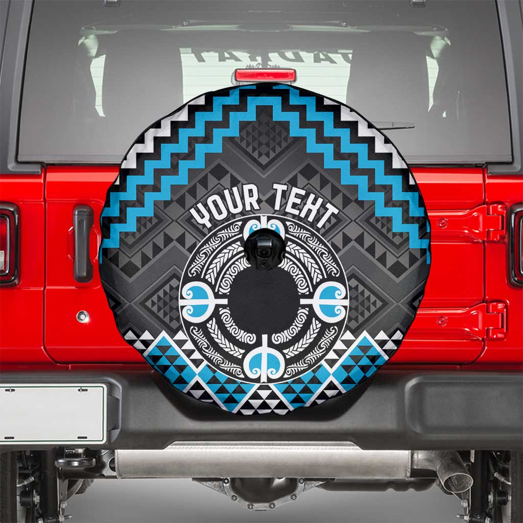 Personalised Aotearoa Niho Taniwha Motif Spare Tire Cover Blue Style LT9 - Polynesian Pride
