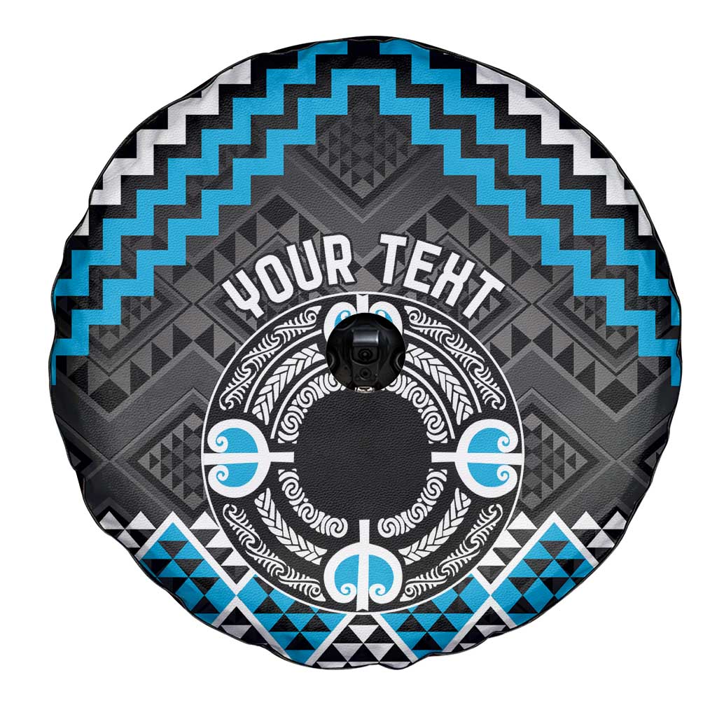 Personalised Aotearoa Niho Taniwha Motif Spare Tire Cover Blue Style LT9 - Polynesian Pride