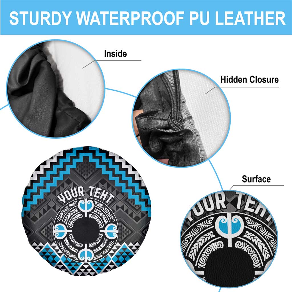 Personalised Aotearoa Niho Taniwha Motif Spare Tire Cover Blue Style LT9 - Polynesian Pride
