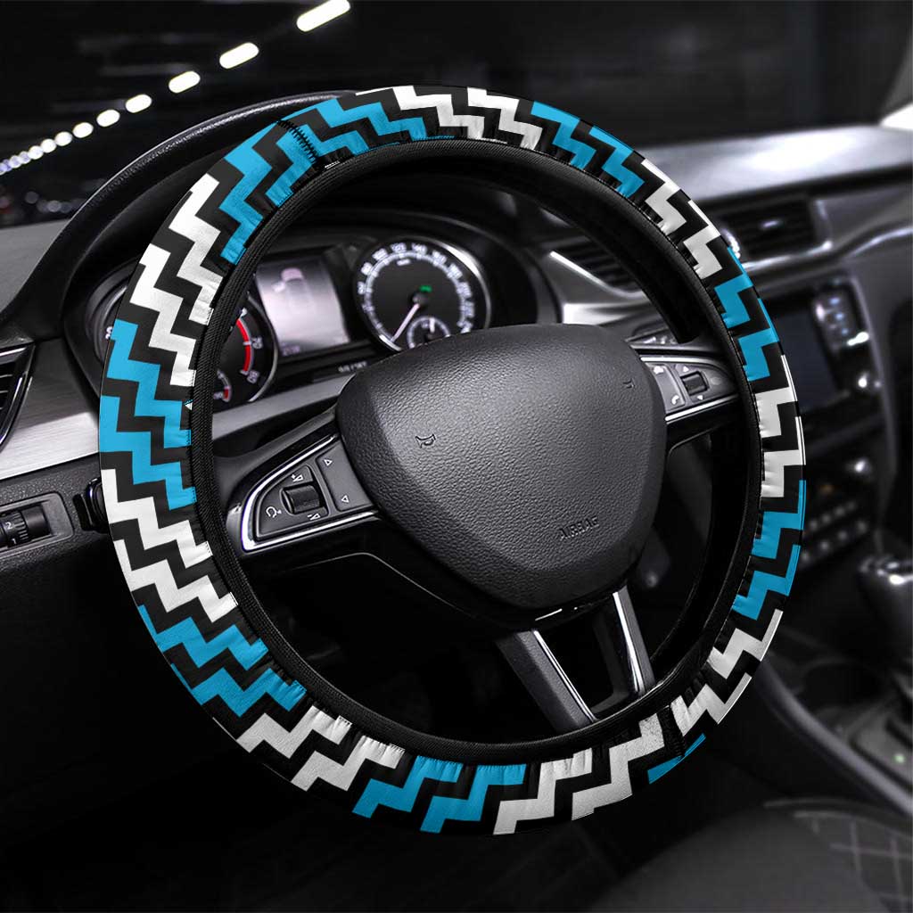 Aotearoa Niho Taniwha Motif Steering Wheel Cover Blue Style