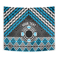 Personalised Aotearoa Niho Taniwha Motif Tapestry Blue Style LT9 - Polynesian Pride