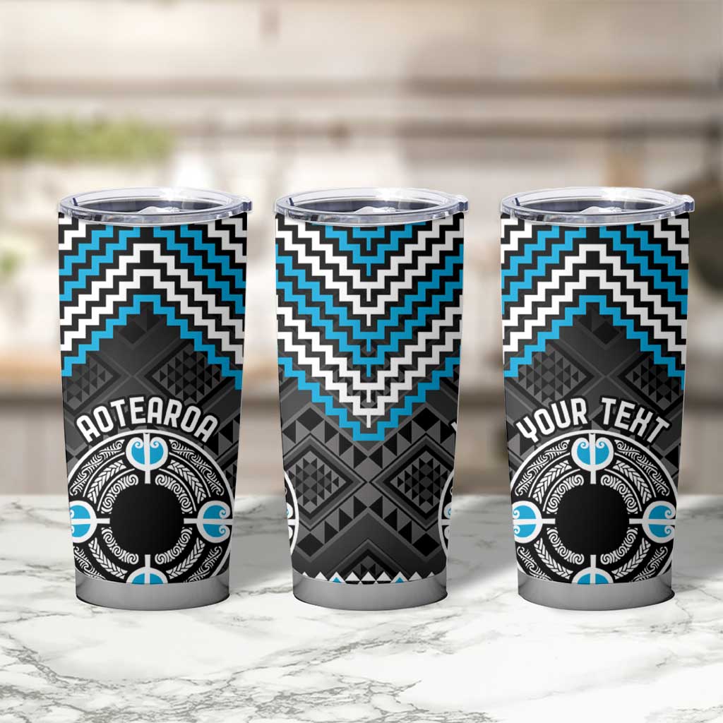 Personalised Aotearoa Niho Taniwha Motif Tumbler Cup Blue Style LT9 - Polynesian Pride