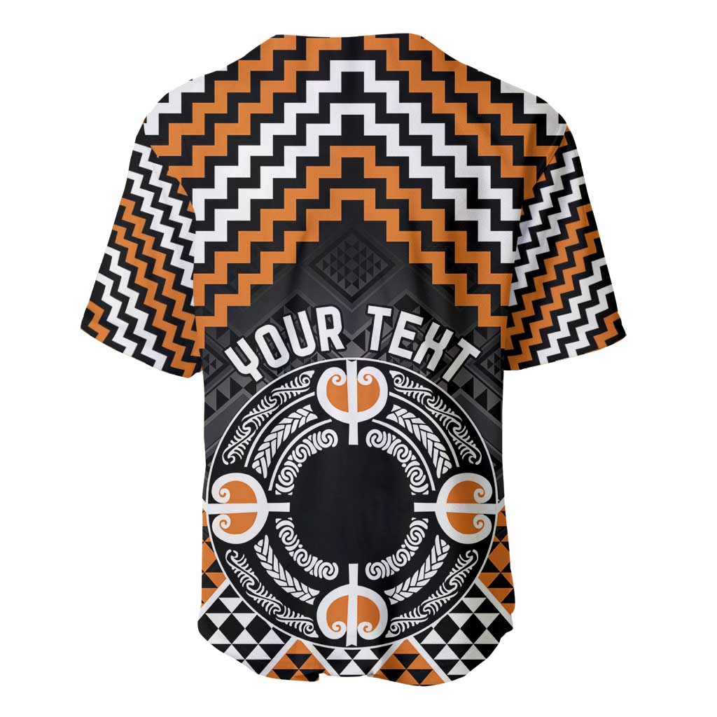 Personalised Aotearoa Niho Taniwha Motif Baseball Jersey Gold Style LT9 - Polynesian Pride