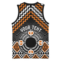 Personalised Aotearoa Niho Taniwha Motif Basketball Jersey Gold Style LT9 - Polynesian Pride