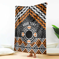 Personalised Aotearoa Niho Taniwha Motif Blanket Gold Style LT9 - Polynesian Pride