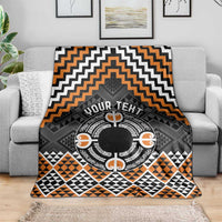 Personalised Aotearoa Niho Taniwha Motif Blanket Gold Style LT9 - Polynesian Pride
