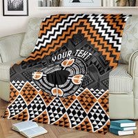 Personalised Aotearoa Niho Taniwha Motif Blanket Gold Style LT9 - Polynesian Pride