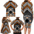 Personalised Aotearoa Niho Taniwha Motif Family Matching Long Sleeve Bodycon Dress and Hawaiian Shirt Gold Style