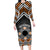 Personalised Aotearoa Niho Taniwha Motif Family Matching Long Sleeve Bodycon Dress and Hawaiian Shirt Gold Style