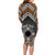 Personalised Aotearoa Niho Taniwha Motif Family Matching Long Sleeve Bodycon Dress and Hawaiian Shirt Gold Style