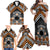 Personalised Aotearoa Niho Taniwha Motif Family Matching Off Shoulder Maxi Dress and Hawaiian Shirt Gold Style