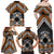 Personalised Aotearoa Niho Taniwha Motif Family Matching Off Shoulder Maxi Dress and Hawaiian Shirt Gold Style