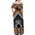 Personalised Aotearoa Niho Taniwha Motif Family Matching Off Shoulder Maxi Dress and Hawaiian Shirt Gold Style