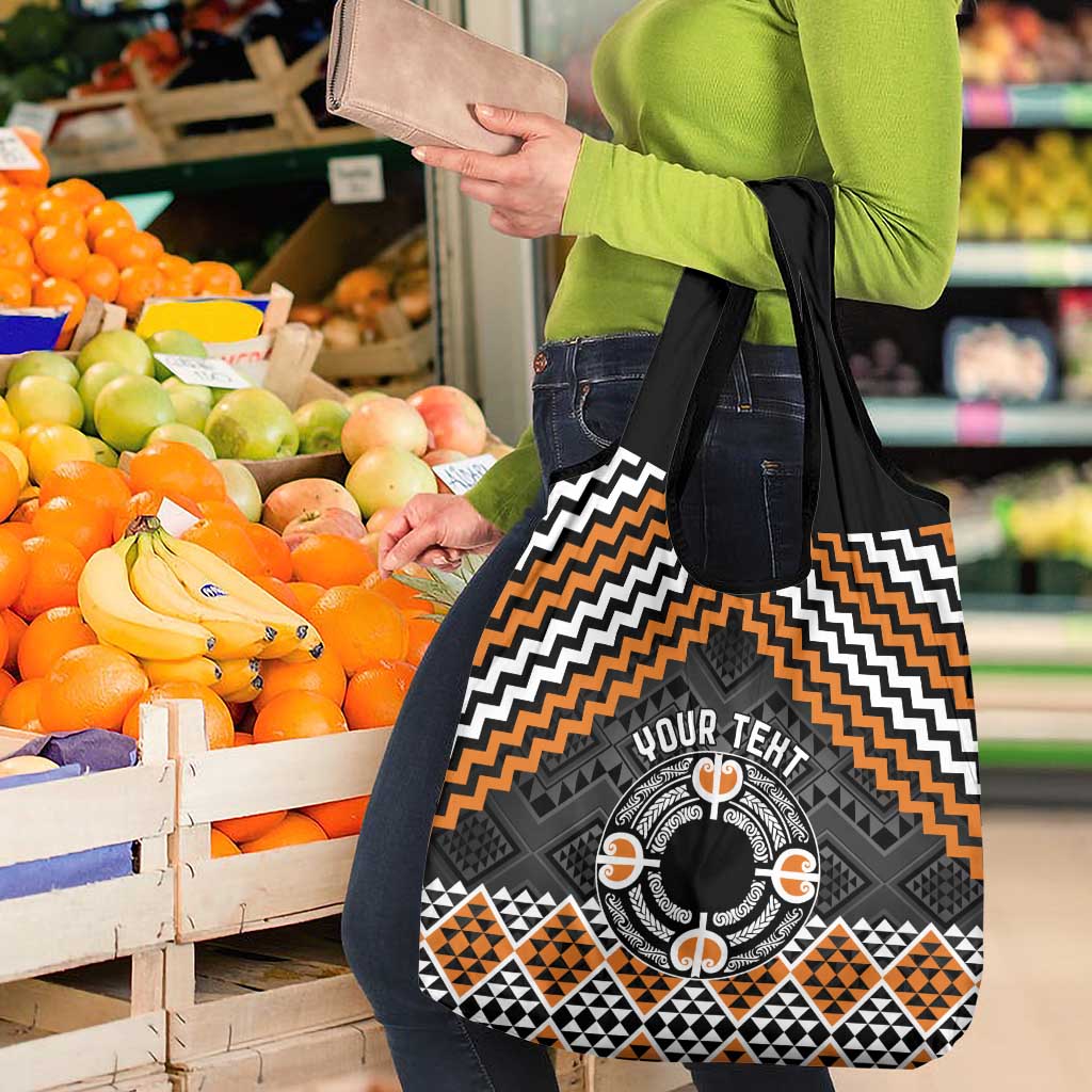 Personalised Aotearoa Niho Taniwha Motif Grocery Bag Gold Style LT9 - Polynesian Pride