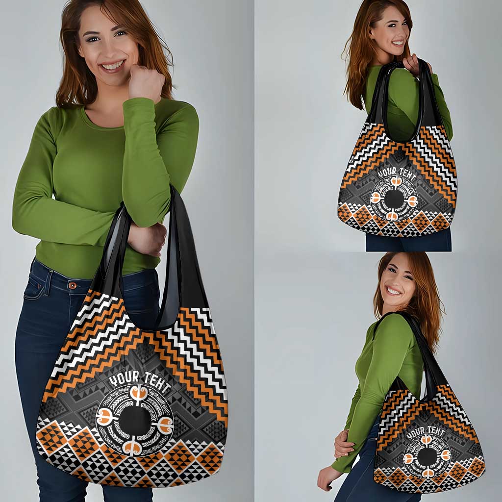 Personalised Aotearoa Niho Taniwha Motif Grocery Bag Gold Style LT9 - Polynesian Pride