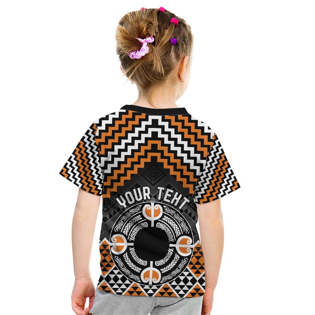 Personalised Aotearoa Niho Taniwha Motif Kid T Shirt Gold Style LT9 - Polynesian Pride