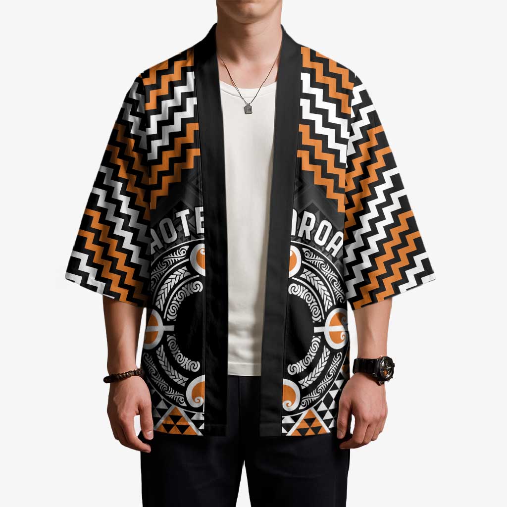Personalised Aotearoa Niho Taniwha Motif Kimono Gold Style LT9 - Polynesian Pride