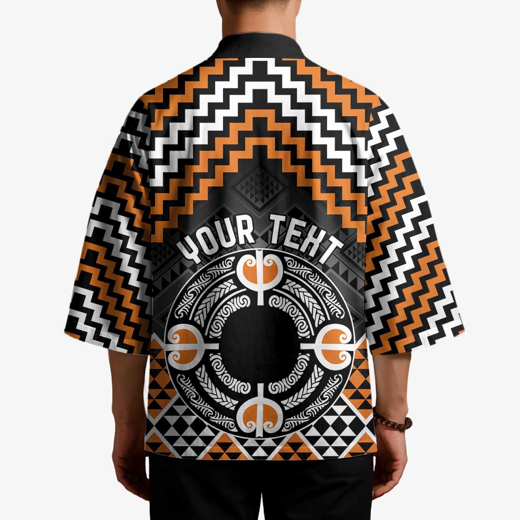 Personalised Aotearoa Niho Taniwha Motif Kimono Gold Style LT9 - Polynesian Pride