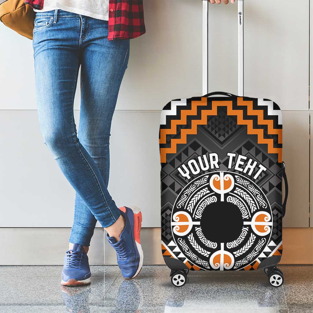 Personalised Aotearoa Niho Taniwha Motif Luggage Cover Gold Style LT9 - Polynesian Pride