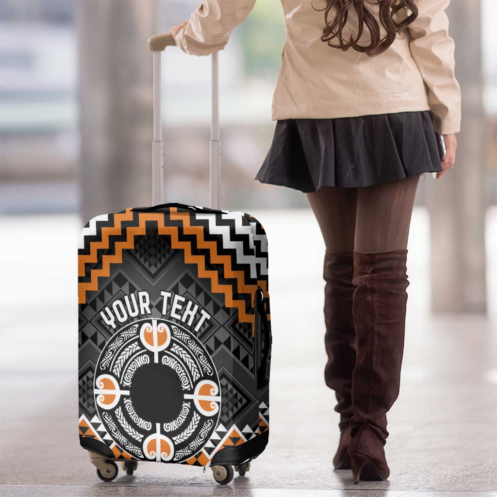 Personalised Aotearoa Niho Taniwha Motif Luggage Cover Gold Style LT9 - Polynesian Pride