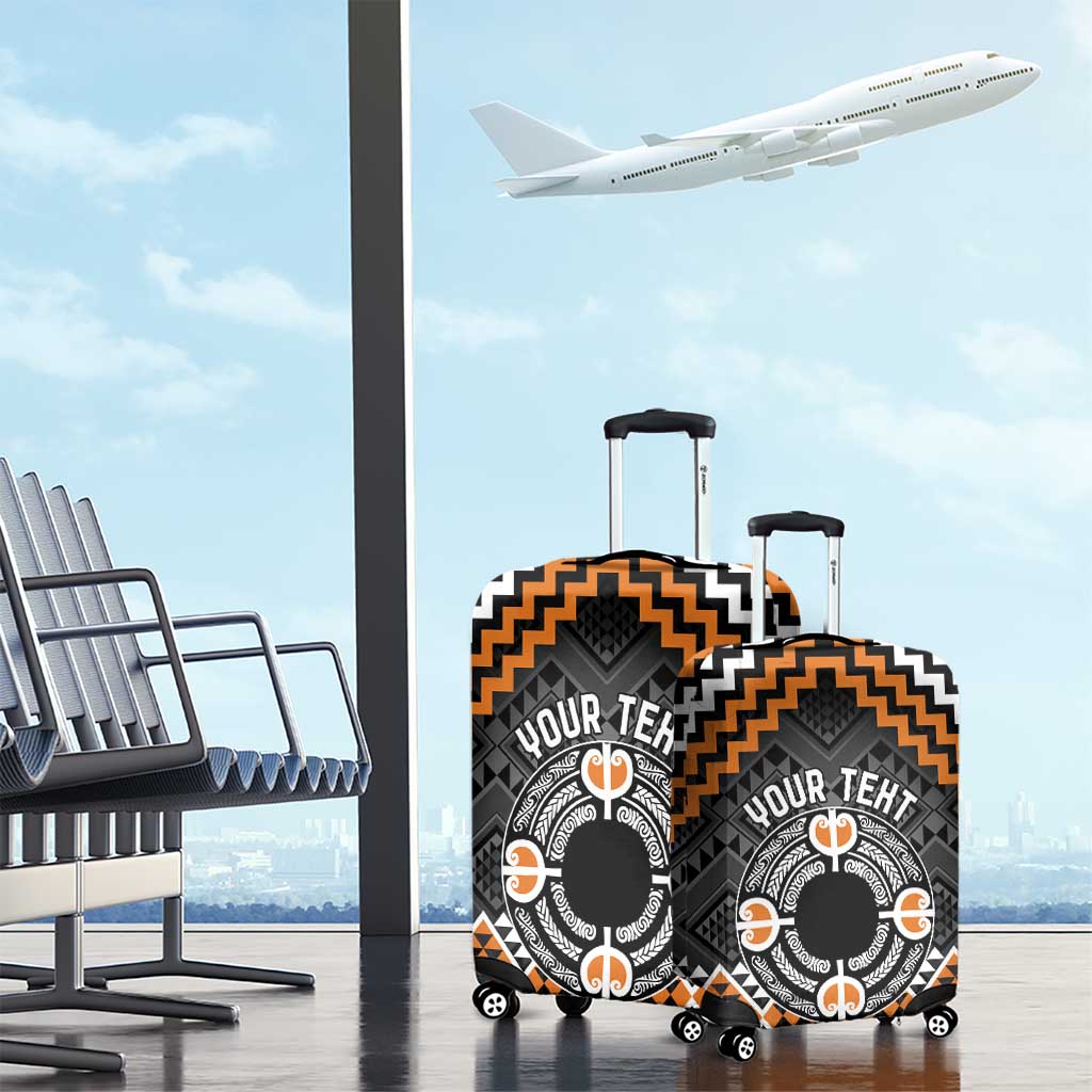 Personalised Aotearoa Niho Taniwha Motif Luggage Cover Gold Style LT9 - Polynesian Pride