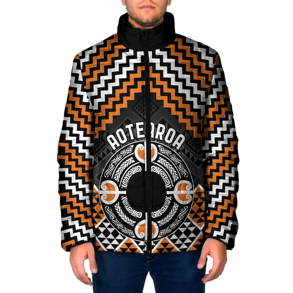 Personalised Aotearoa Niho Taniwha Motif Padded Jacket Gold Style LT9 Men Gold - Polynesian Pride