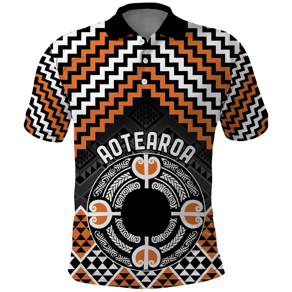 Personalised Aotearoa Niho Taniwha Motif Polo Shirt Gold Style LT9 Gold - Polynesian Pride