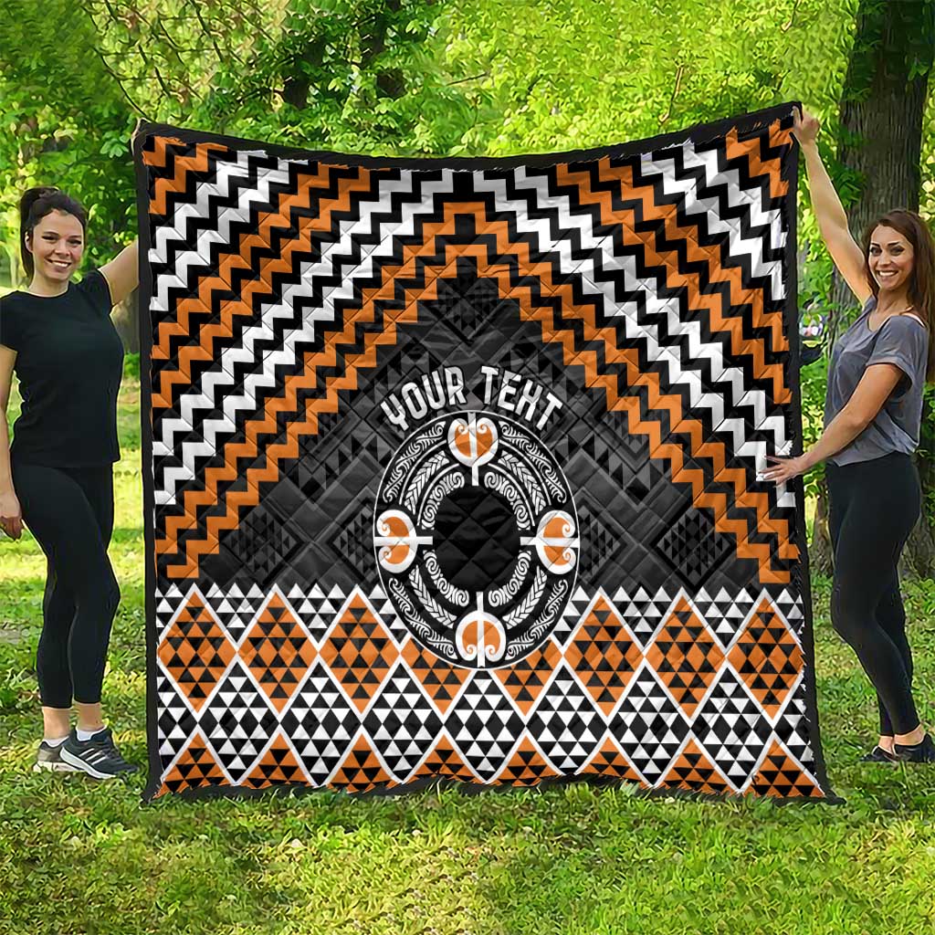 Personalised Aotearoa Niho Taniwha Motif Quilt Gold Style LT9 - Polynesian Pride