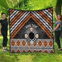Personalised Aotearoa Niho Taniwha Motif Quilt Gold Style LT9 - Polynesian Pride
