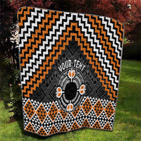 Personalised Aotearoa Niho Taniwha Motif Quilt Gold Style LT9 - Polynesian Pride