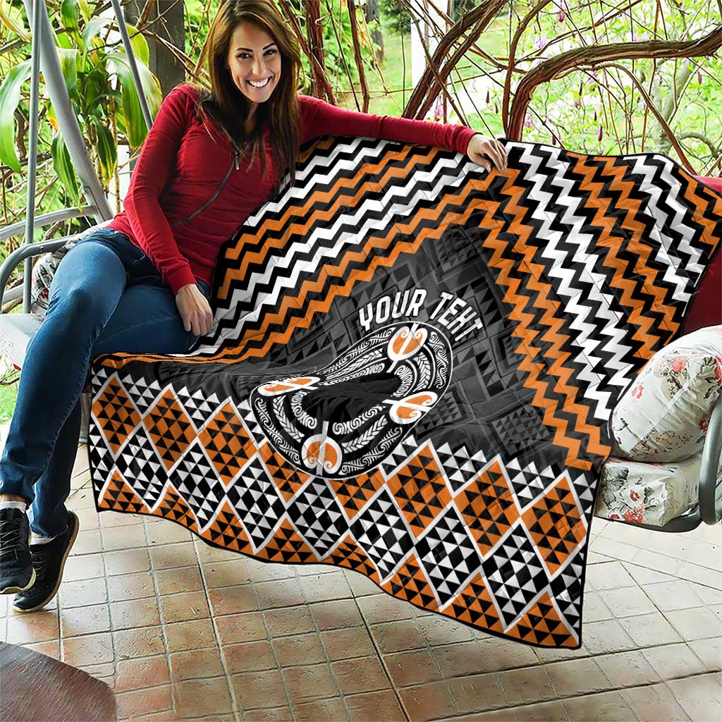 Personalised Aotearoa Niho Taniwha Motif Quilt Gold Style LT9 - Polynesian Pride
