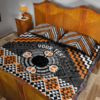 Personalised Aotearoa Niho Taniwha Motif Quilt Bed Set Gold Style LT9 - Polynesian Pride