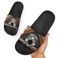 Personalised Aotearoa Niho Taniwha Motif Slide Sandals Gold Style LT9 - Polynesian Pride