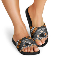 Personalised Aotearoa Niho Taniwha Motif Slide Sandals Gold Style LT9 - Polynesian Pride