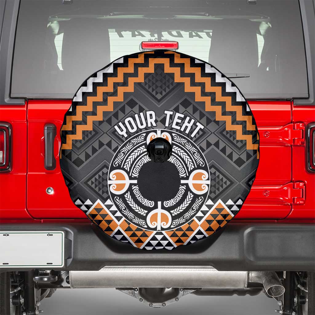 Personalised Aotearoa Niho Taniwha Motif Spare Tire Cover Gold Style LT9 - Polynesian Pride