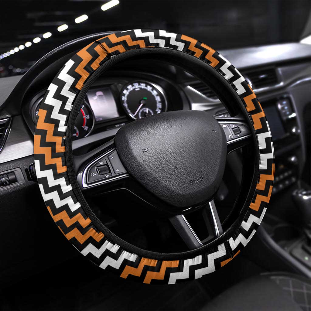 Aotearoa Niho Taniwha Motif Steering Wheel Cover Gold Style