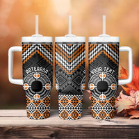 Personalised Aotearoa Niho Taniwha Motif Tumbler With Handle Gold Style LT9 - Polynesian Pride