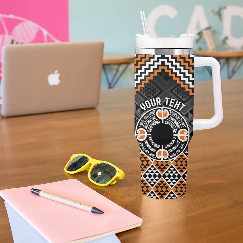 Personalised Aotearoa Niho Taniwha Motif Tumbler With Handle Gold Style LT9 - Polynesian Pride