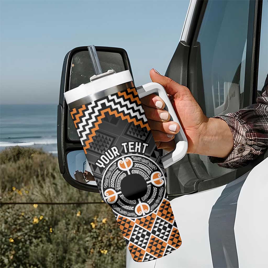 Personalised Aotearoa Niho Taniwha Motif Tumbler With Handle Gold Style LT9 - Polynesian Pride