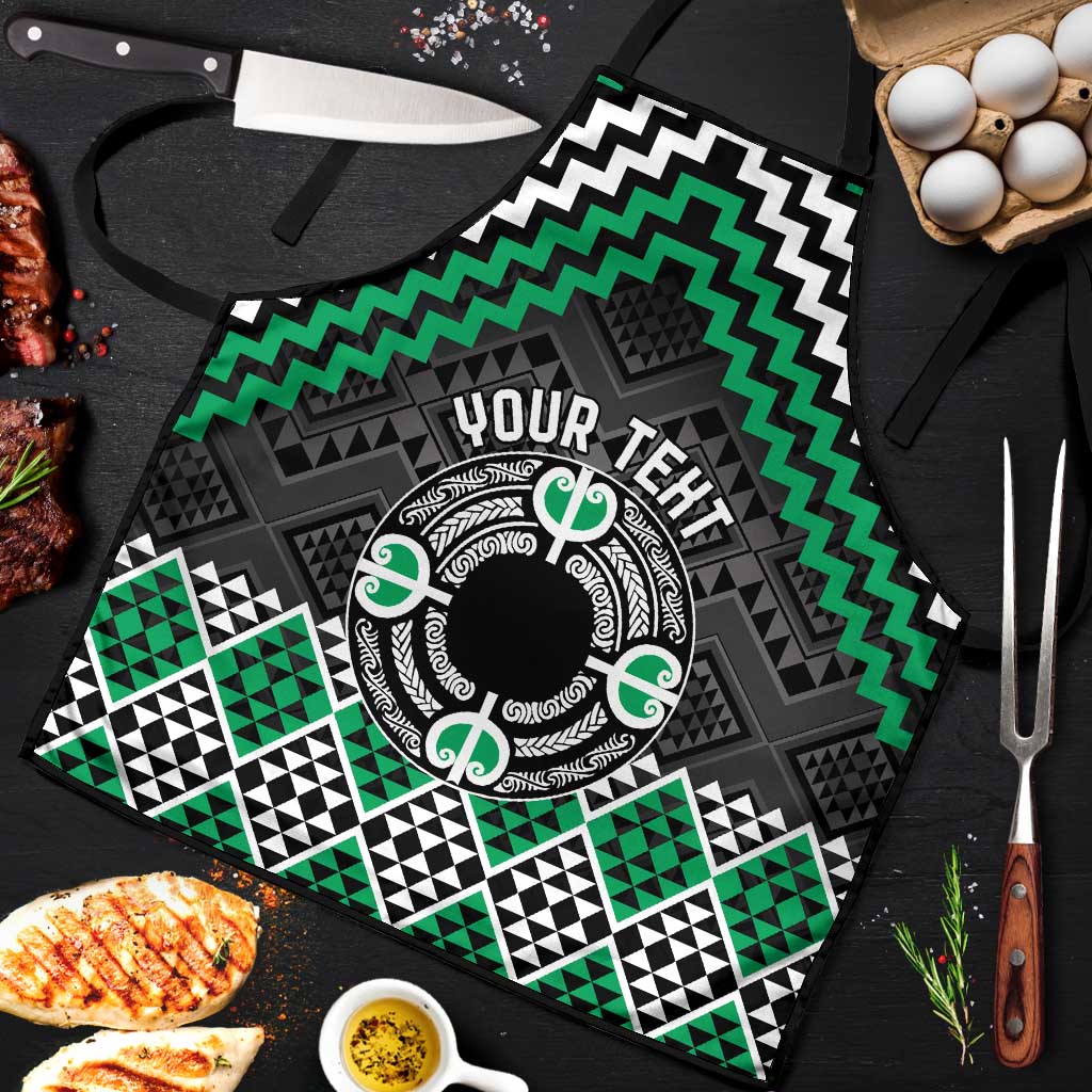 Personalised Aotearoa Niho Taniwha Motif Apron Green Style LT9 Green - Polynesian Pride