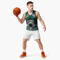Personalised Aotearoa Niho Taniwha Motif Basketball Jersey Green Style LT9 - Polynesian Pride