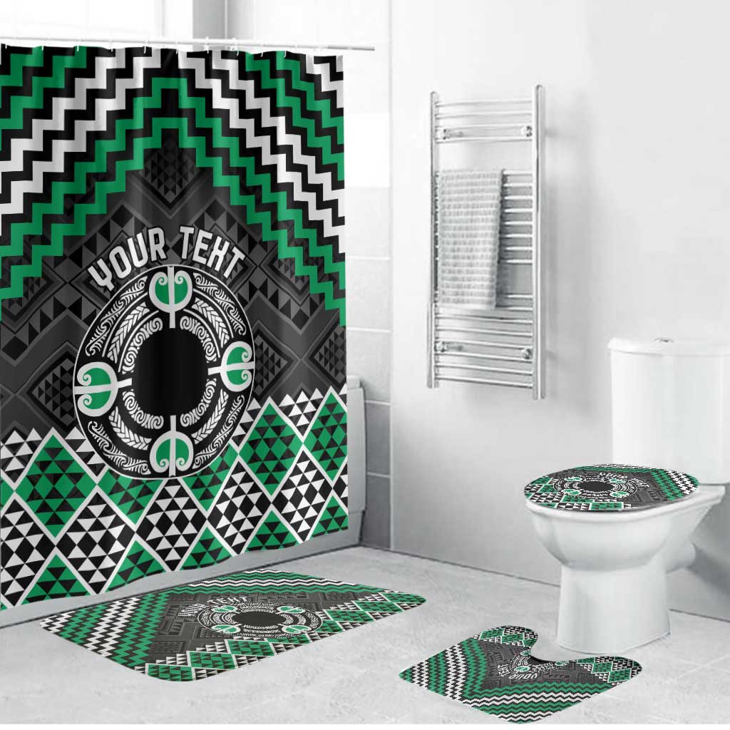 Personalised Aotearoa Niho Taniwha Motif Bathroom Set Green Style LT9 Bathroom Set (4 pcs) Green - Polynesian Pride