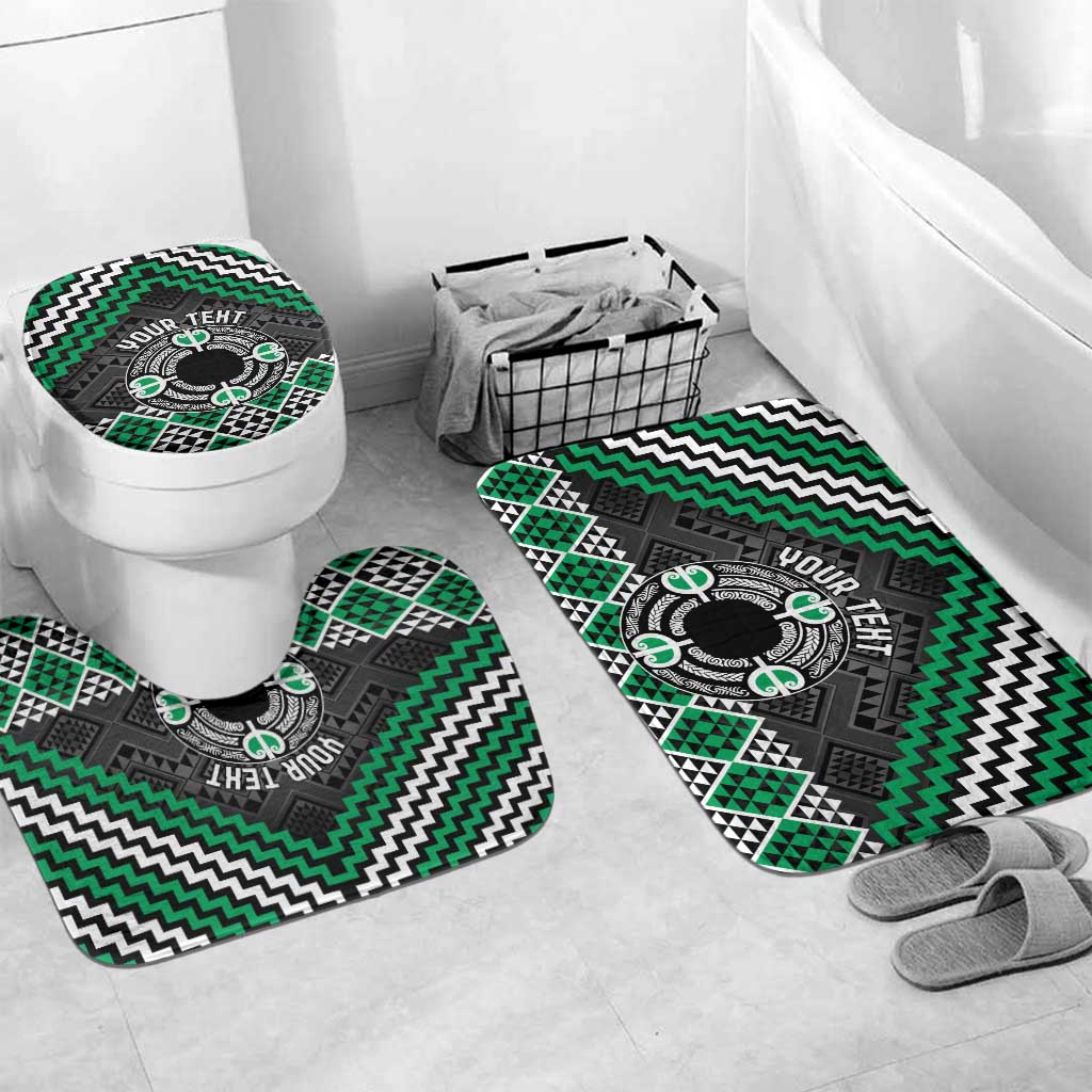 Personalised Aotearoa Niho Taniwha Motif Bathroom Set Green Style LT9 Mat Set Only (3 pcs) One Size Green - Polynesian Pride