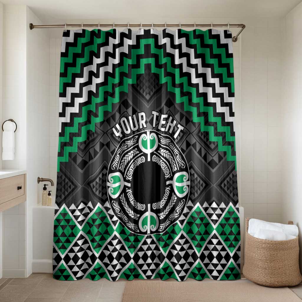 Personalised Aotearoa Niho Taniwha Motif Bathroom Set Green Style LT9 Shower Curtain Only Green - Polynesian Pride