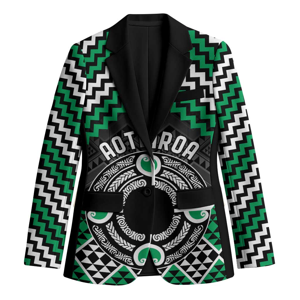 Personalised Aotearoa Niho Taniwha Motif Blazer Green Style LT9 Unisex Green - Polynesian Pride