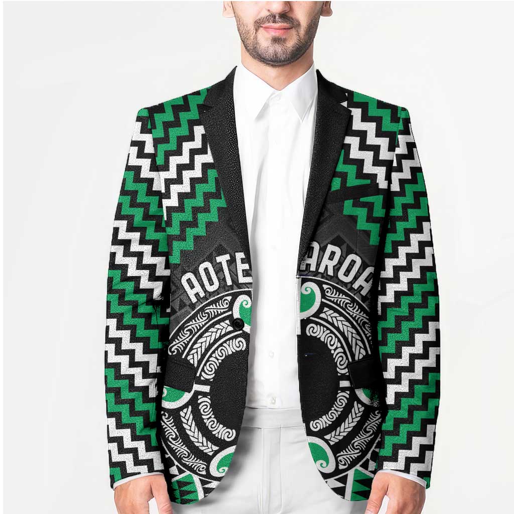 Personalised Aotearoa Niho Taniwha Motif Blazer Green Style LT9 - Polynesian Pride