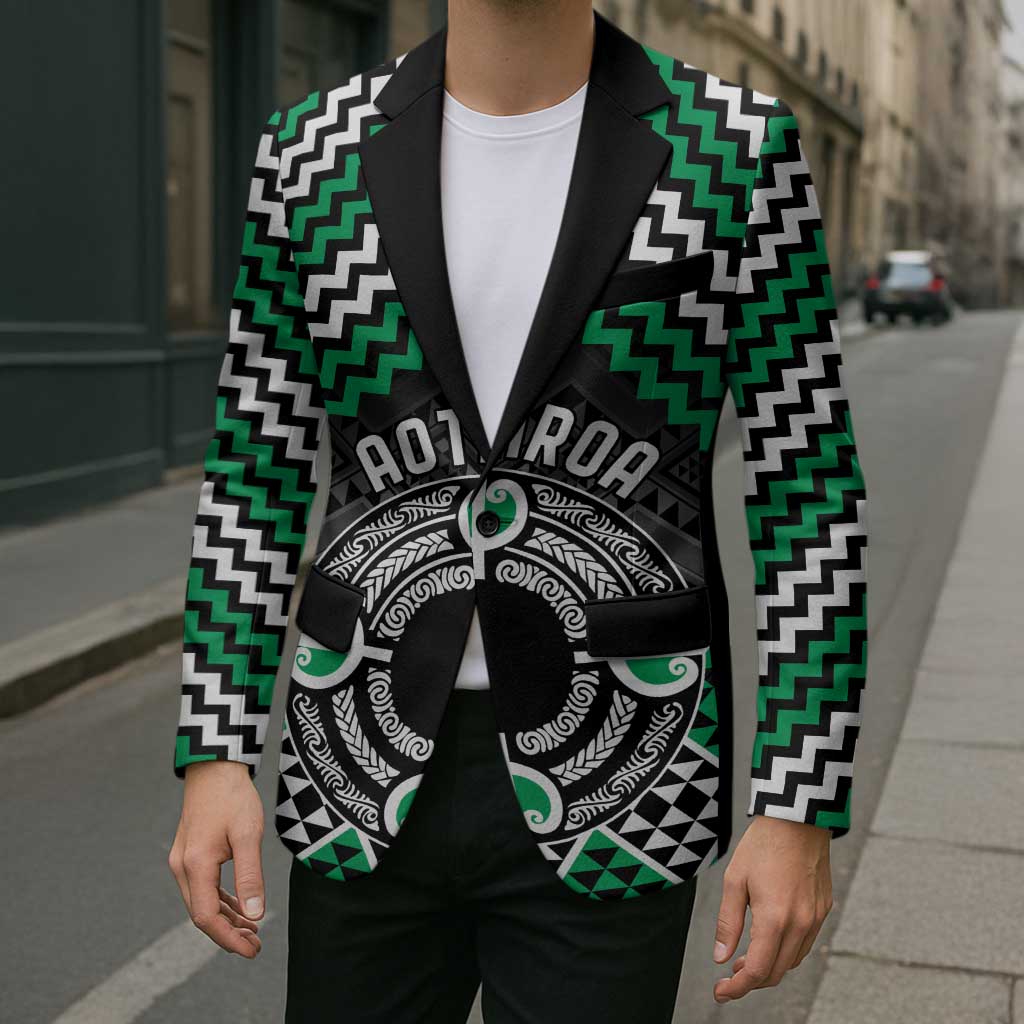 Personalised Aotearoa Niho Taniwha Motif Blazer Green Style LT9 - Polynesian Pride